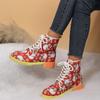 Fashion European American Christmas New Short Boots 2024 Autumn and Winter Cartoon Printed Women's Large Fashion Boots Platform Shoes