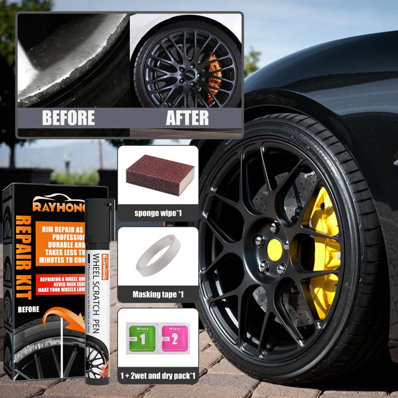 Car Alloy Wheel Repair Kit Black Rim  Remover Restore Scratched Wheels Pen for Automotive DIY Easy to Apply and Fast Drying
