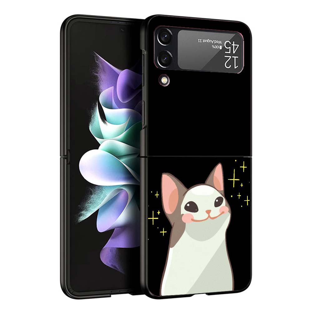 Милый мультяшный счастливый кот Чехол для телефона Samsung Galaxy Z Flip7 Flip6 5G Flip5 Flip4 Flip3 ZFlip 7 6 3 4 5 Ударопрочная задняя крышка G