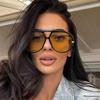New Fashion Large Frame Orange Oval Sunglasses for Women Brand Summer Outdoor Sun Glasses Female Gradient Lens Eyewear UV400