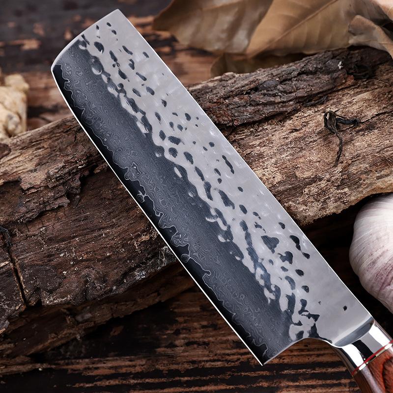 7-дюймовый нож Накири из дамасской стали, японские кухонные ножи, нож для мяса, нож для фруктов и овощей