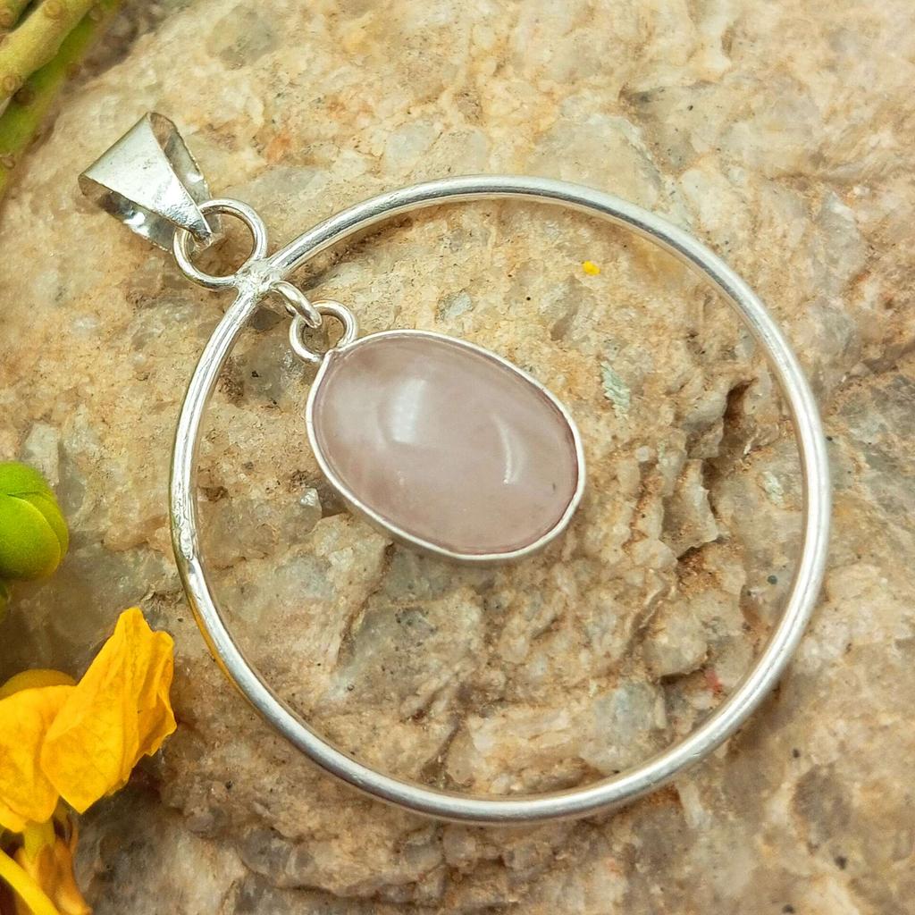 Розовый кварц, драгоценный камень, стерлинговое серебро 925 пробы, позолоченный, качественный кулон, ювелирные изделия PQY-IJ15757