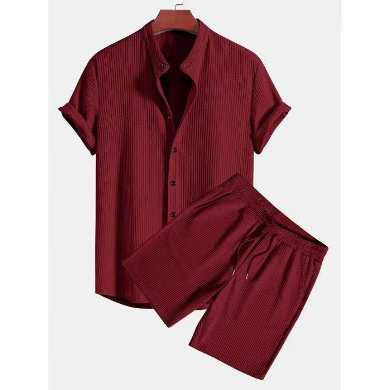 Summer 2026 Men's Casual Short Sleeve Waffle Texture Set
