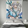 Gawr Gura Wall Tapestry Aesthetic Wall Hanging Printed Fabric Blanket Decorative Tapestries for Bedroom Living Room Home Decor