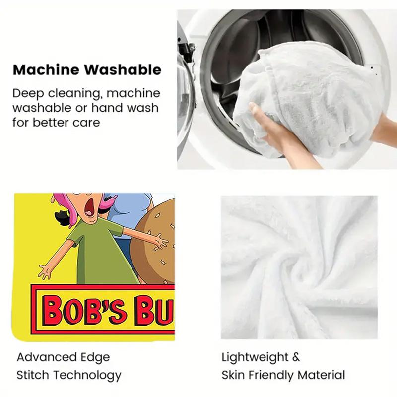 Bob's Burgers 2D Flat Pattern Flannel Blanket High quality All Seasons Warmth and Comfort Perfect for Christmas Gifts.MMT0918364