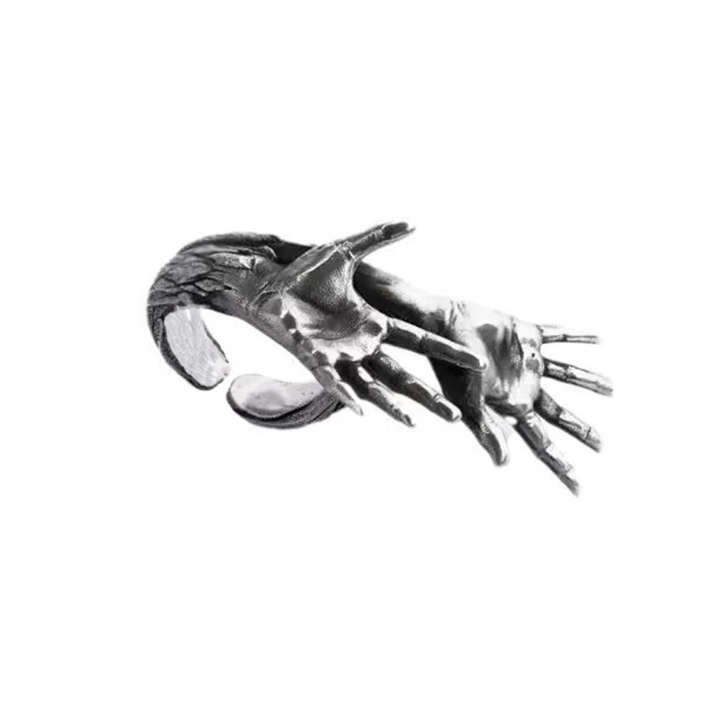 Edgy Skull Hands Ring Punk Style Jewelry For Men And Women Practical Alloy Material Trendy Gothic Accessory
