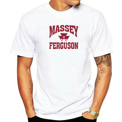 Мужская модная футболка Massey Ferguson Серая выцветшая с логотипом Футболка с круглым вырезом Хлопок Базовый топ с короткими рукавами Одежда женщины
