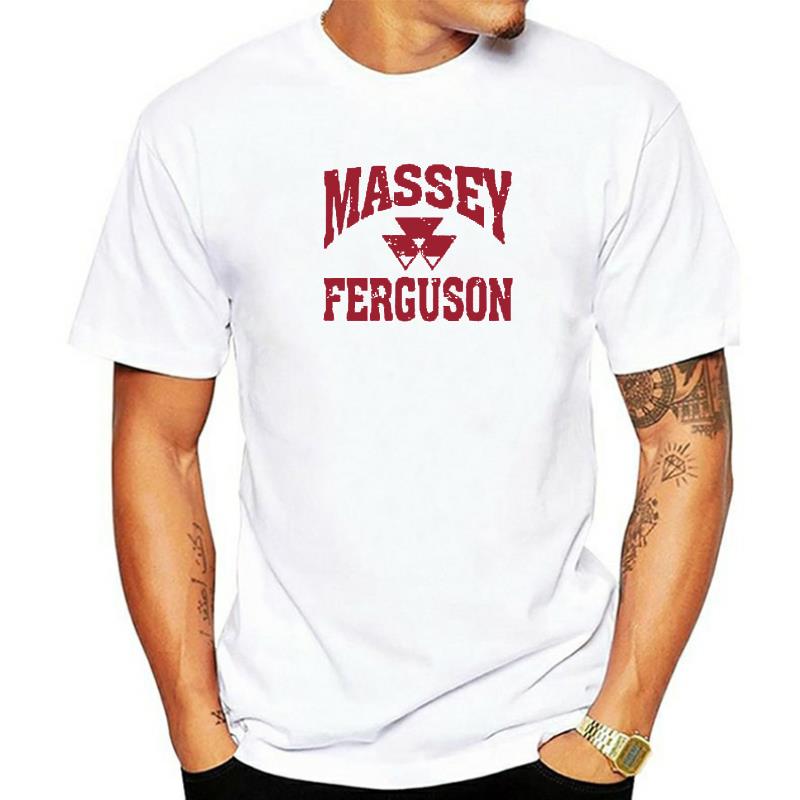 Мужская Модная Футболка Massey Ferguson Серая Выцветший Логотип Футболка Круглый Вырез Хлопок Базовая Футболка с Коротким Рукавом Топы Одежда Женская