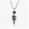 [R6248] - Designer Necklace 'Lilipoupettes' (articulated Doll) Black White - 65x25 Mm