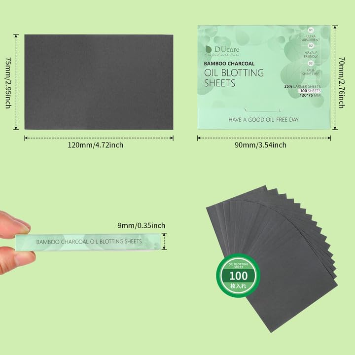 DUcare Бумага для отшелушивания масла, 100 листов - Компактный контроль блеска, корректирующий макияж, уход за лицом, подарочный набор унисекс, удаляет пот и жир