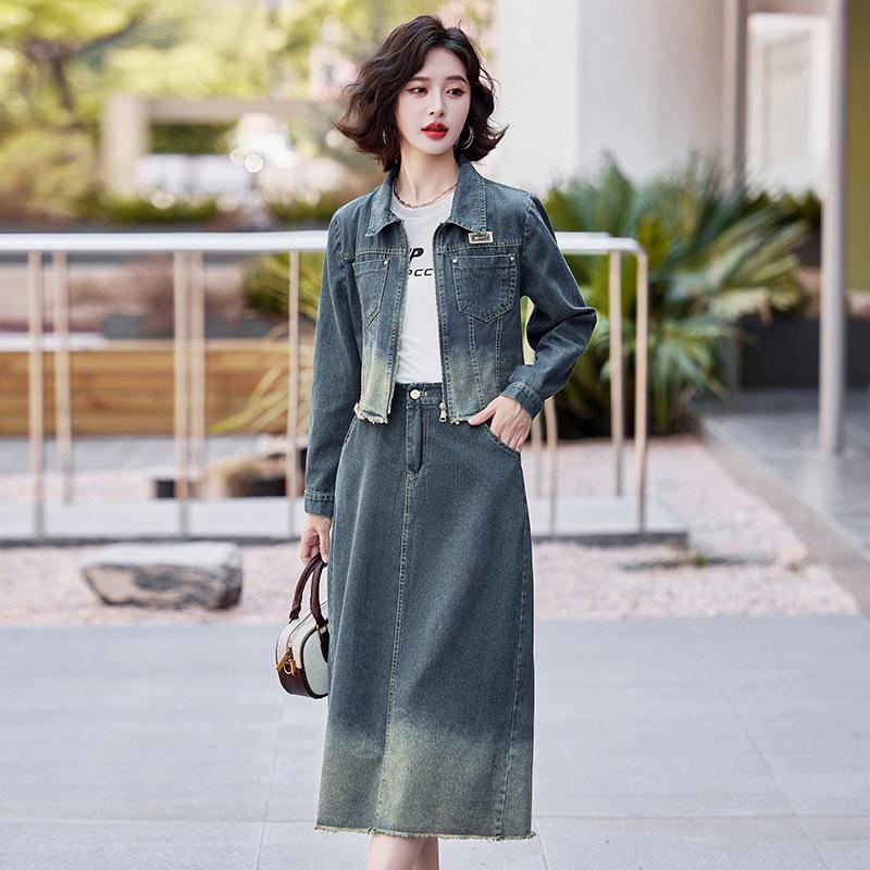 Trendy 2025 Spring Denim Jacket & Skirt Set - LU8928