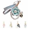 Korean Camellia Flower Keychain Letter Bag Hanging Pendant Fashion Car Key Ring  Girl