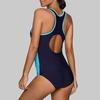 Charmleaks One Piece Women Sports Swimwear Sports Swimsuit Colorblock Swimwear Open Back Boyshort