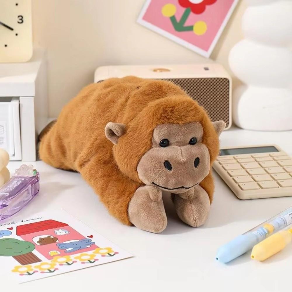 Large Capacity Plush Pen Bag Zipper Closure Plush Pencil Pouch Cute Cartoon Pen Pouch Daily Carry