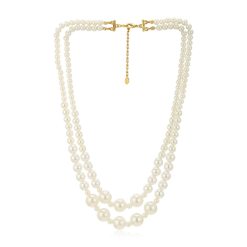 Ожерелье ручной работы с флюсовым жемчугом двойной линии