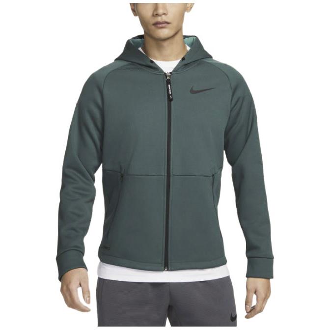 Nike Pro Therma-Fit однотонная куртка с капюшоном на молнии с логотипом, мужская верхняя одежда, выцветший, еловый, зеленый DD2125-309