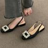 Luxury Crystal Mid Heels Women Sandals Party Shoes Summer New Chunky Slingback Slippers Designer Sexy Pumps Fad Flip Flops