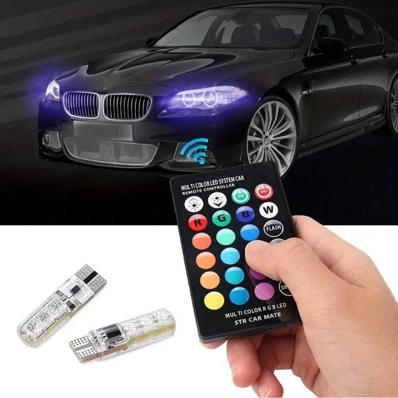 LED Car Interior Ambient Light - Remote Control Wireless Roof & Footwell Decoration (Auto Styling),2pcs.