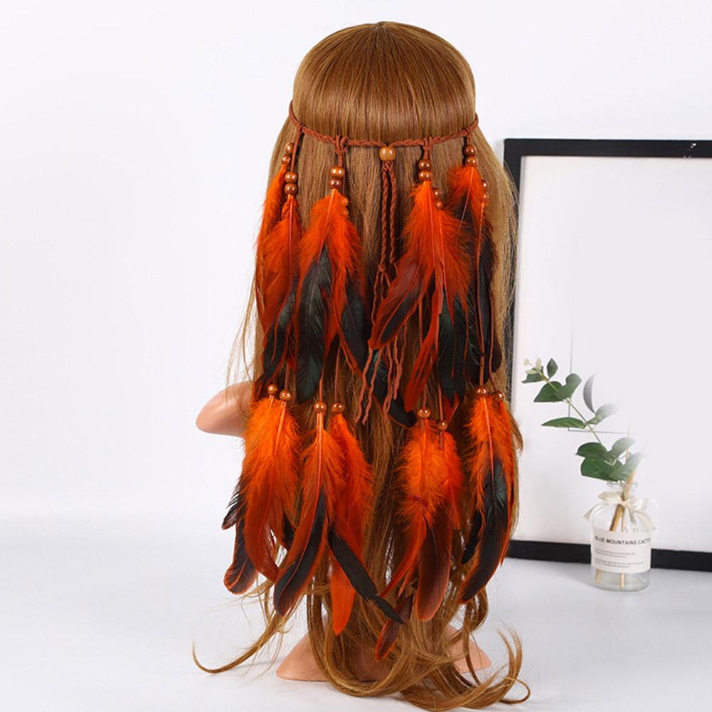 Повязка на голову из перьев в стиле бохо, повязка на голову в стиле хиппи, цыганские аксессуары из перьев для женщин, аксессуар для костюма Ind T2W8
