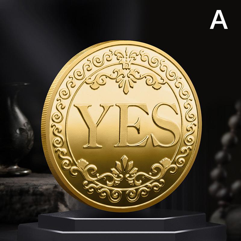 Монета диаметром 4 см. Да или нет. Принять решение. Памятный значок с покрытием. Монеты.