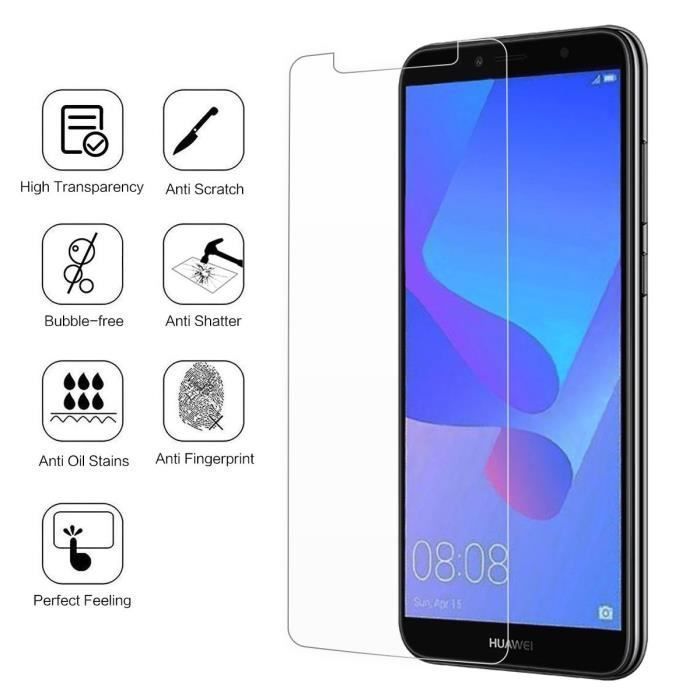 Film de protection - Phonillico® - HUAWEI Y6 2018 - Verre trempé - Résistant aux rayures - Installation facile