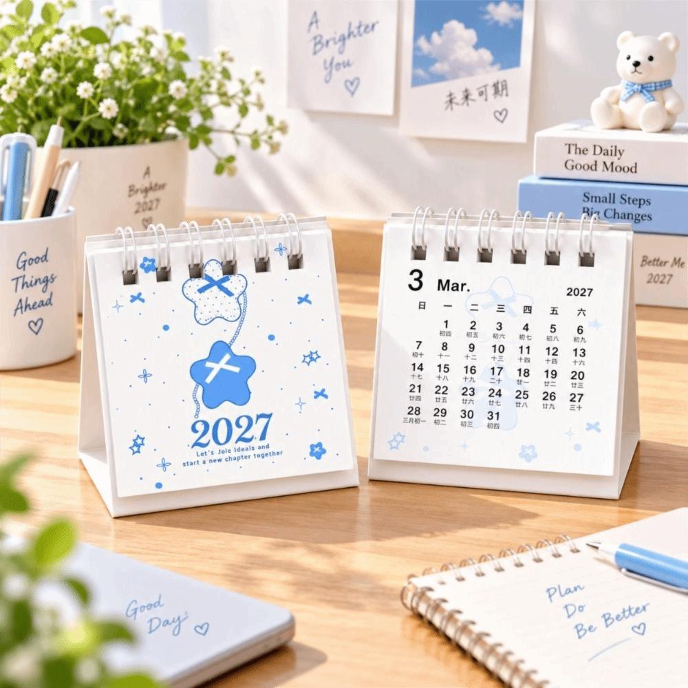 Polka Dot Pattern 2027 Desk Calendar Portable Desktop Calendar New Mini Desk Calendar Student