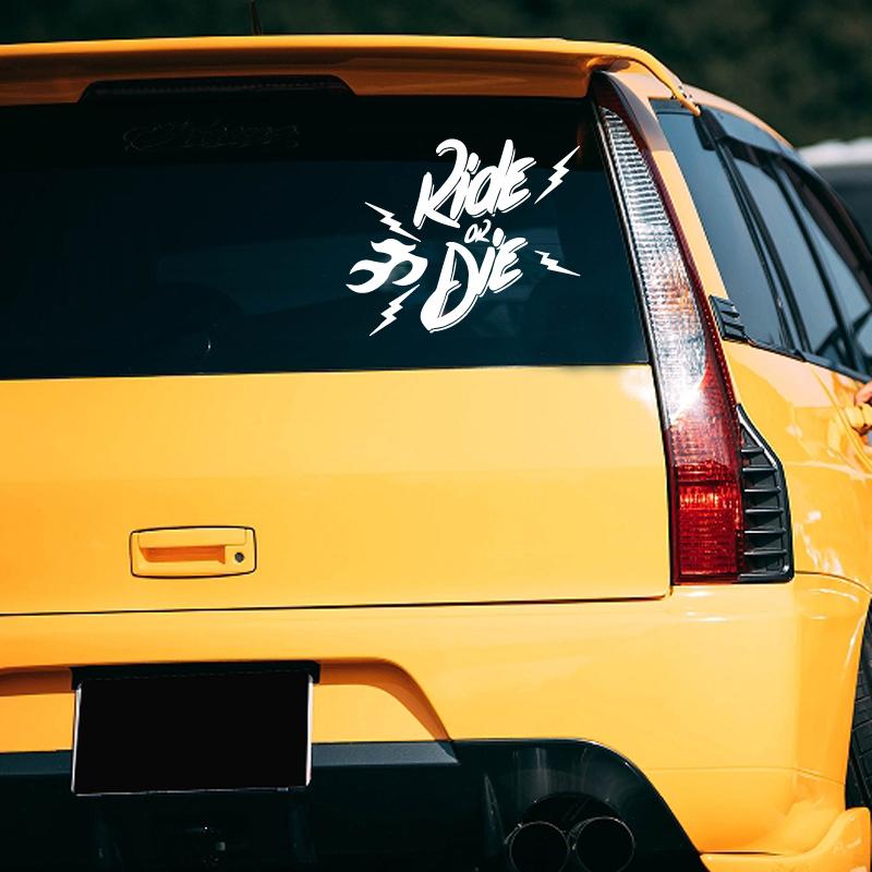 1шт Ride or Die наклейки для автомобиля водонепроницаемые для бампера, двери, багажника, окон, заднего лобового стекла, солнцезащитный экран, прочные виниловые наклейки для кузова автомобиля