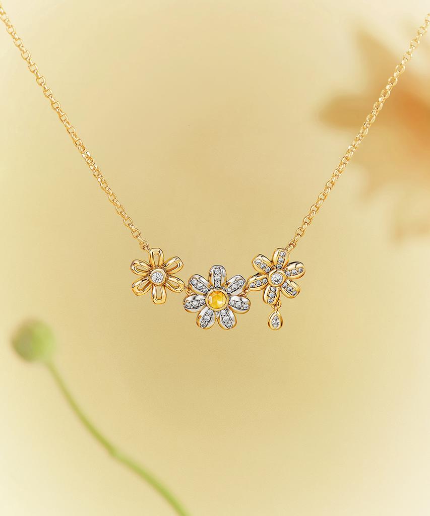 Lola Rose Daisy Citrine Triple Flower Pendant Women'S Necklace