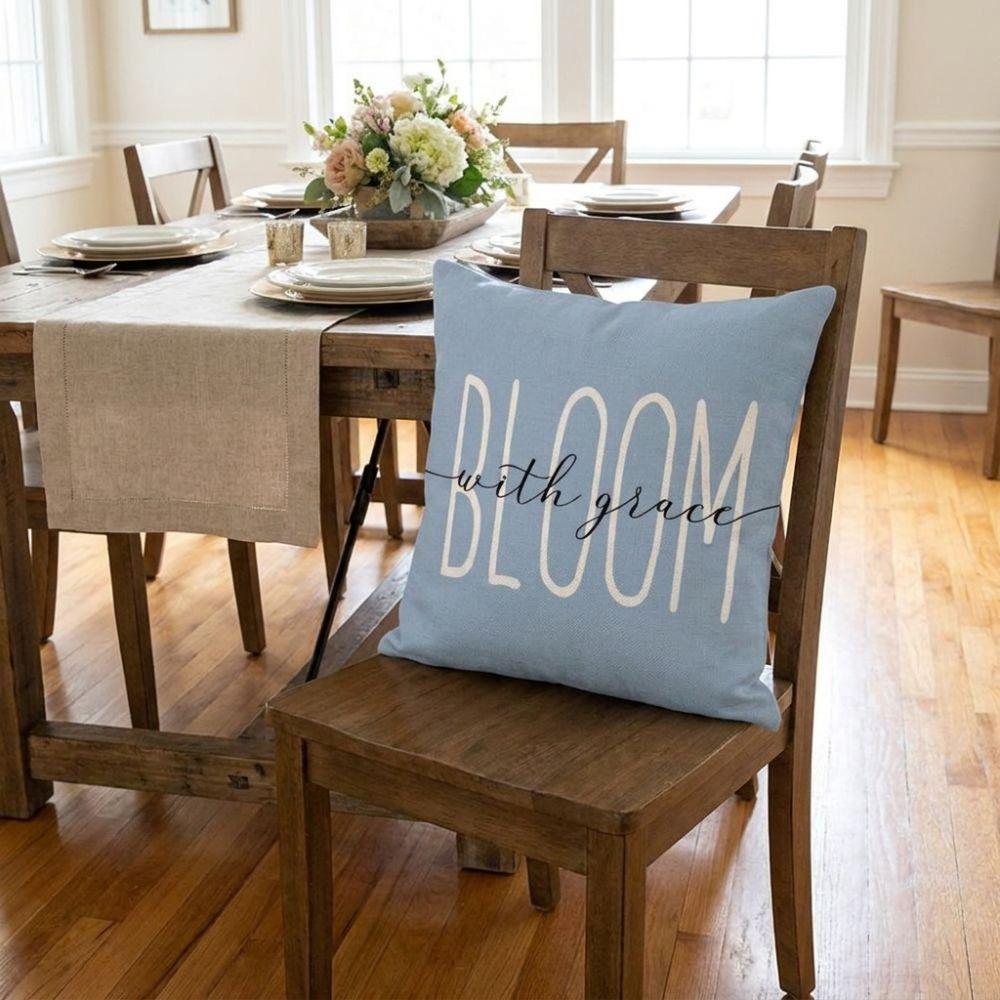 Linen Hydrangea Cushion Cover Flower Printed Cushion Case Pillowslip Throw Pillow Cover  Bedroom