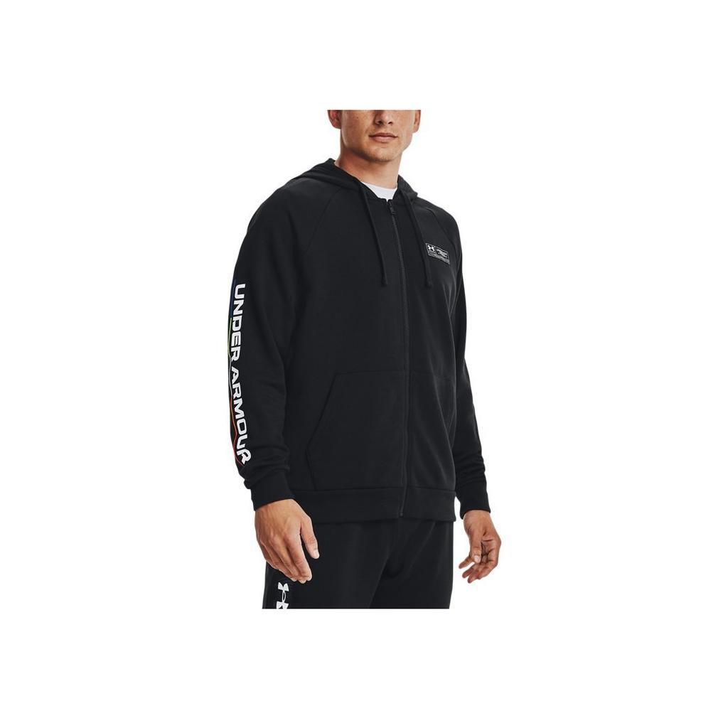 Under Armour Мужская толстовка с капюшоном Rival Printed Zip-Up, черная 1370344-001