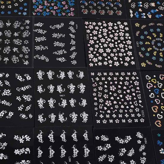 30 листов 3D смешанных цветочных бантов и сердец для дизайна ногтей наклейки для дизайна ногтей