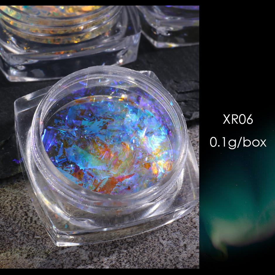 1 коробка Aurora Opal Flakes, блестящие блестки для ногтей, блестящие пайетки, украшение для дизайна ногтей