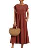 European & American Solid Color Sleeveless Loose Cotton Linen Pocket Dress 2024 In Stock