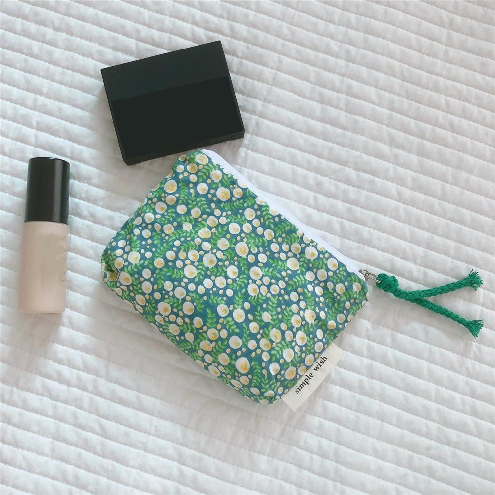 Mini Cotton Floral Organizer Bags for Women Bag Small Fabric Cosmetic Make Up Bag Little Purse Coin Pouch Children Cosmetic Case