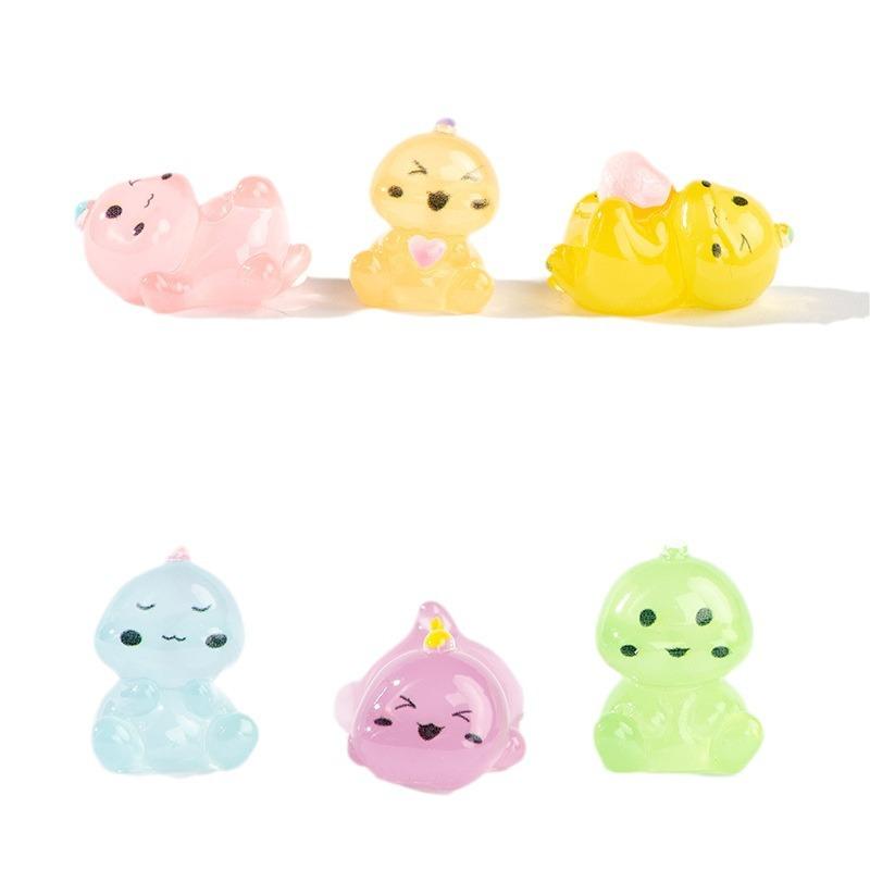 Милый мультфильм светящийся в темноте динозавр украшение микро пейзаж настольный автомобиль украшение для дома трехмерное смоляное маленькое украшение