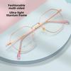 Polygonal Pure Titanium Glasses Frame - Ultra-Light, Full Frame for Women's Myopia, Retro Design (2018)