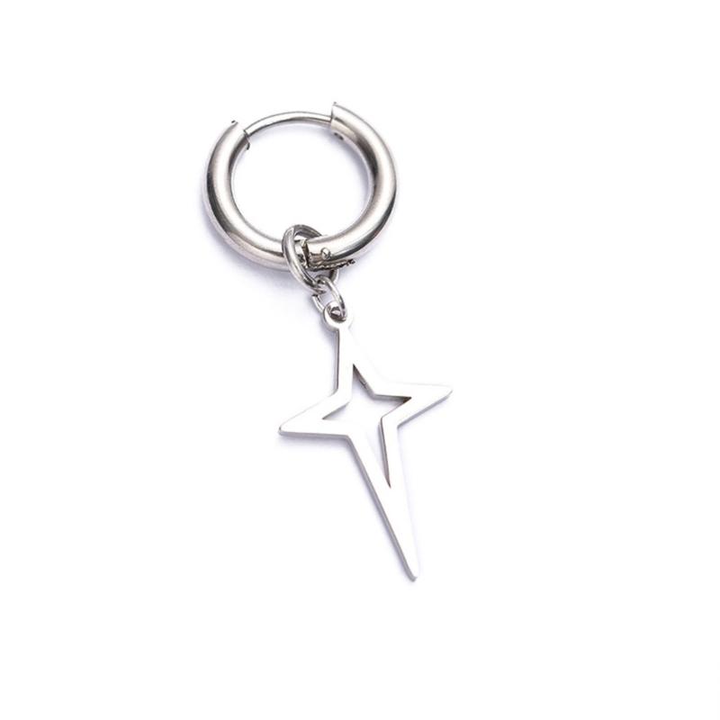 Hollow Hoop Earring Big-Star Earrings Stud Earring Stainless Steel Earring Women Jewelry Star Inverted Triangle-Earring