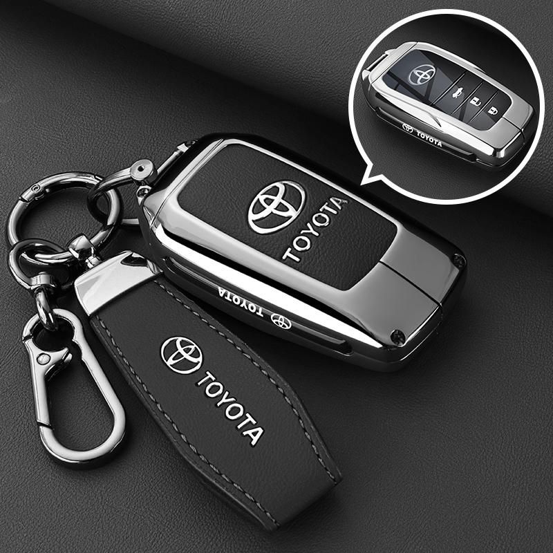 Кожаный чехол для автомобильного ключа из цинкового сплава для Toyota Corolla Hybrid 2021 Rav4 Land Cruiser Prado Camry Highlander Prius C-HR 2018+