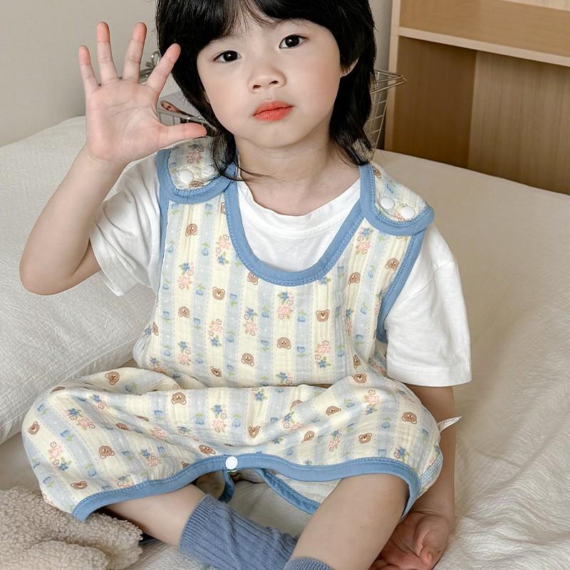 Cotton Gauze Baby Sleep Vest Sleeveless Sleeping Bag Anti-Kick Cover Infants Toddlers Lightweight