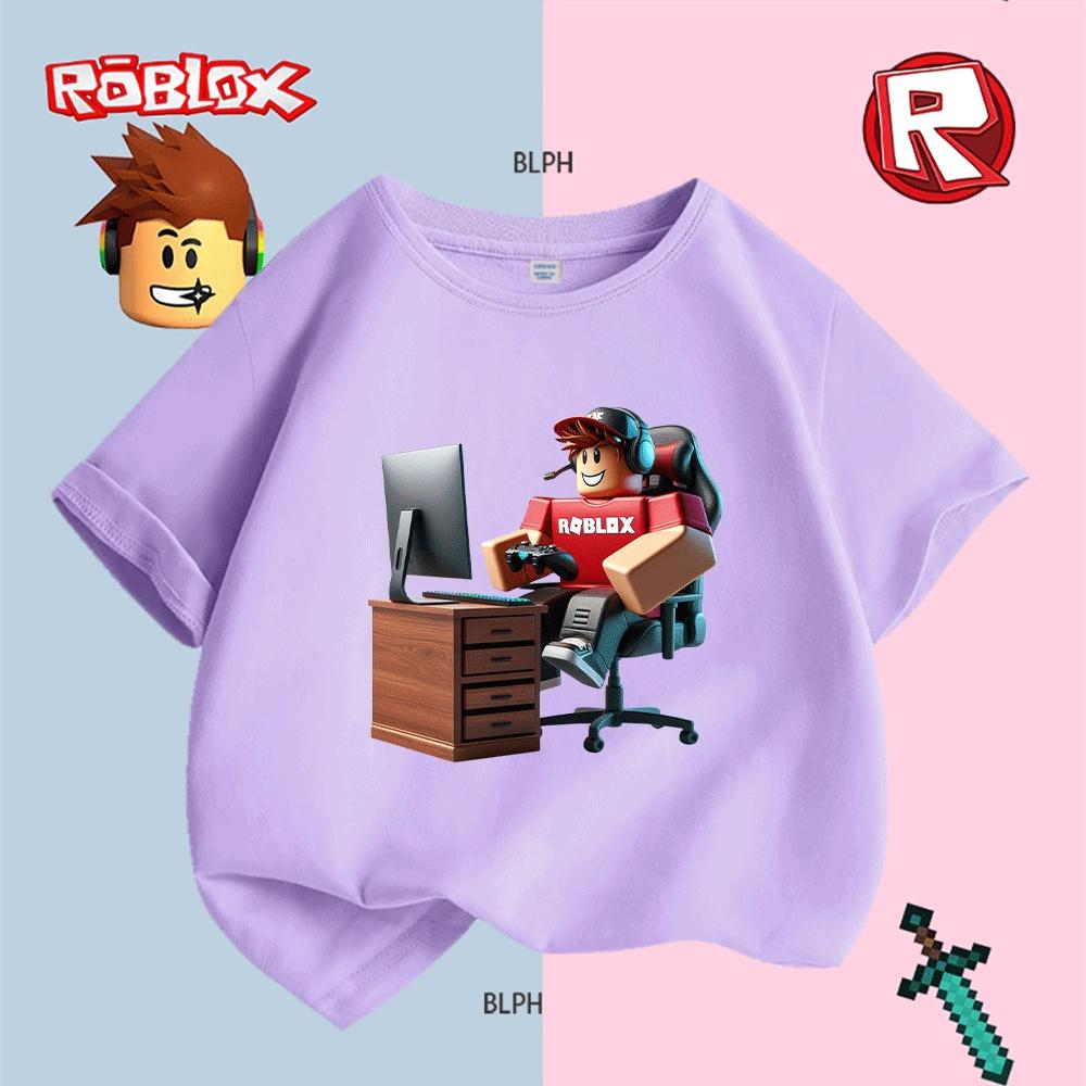 Очаровательная детская футболка с принтом персонажа Roblox, удобная и стильная футболка в игровом стиле для юных геймеров