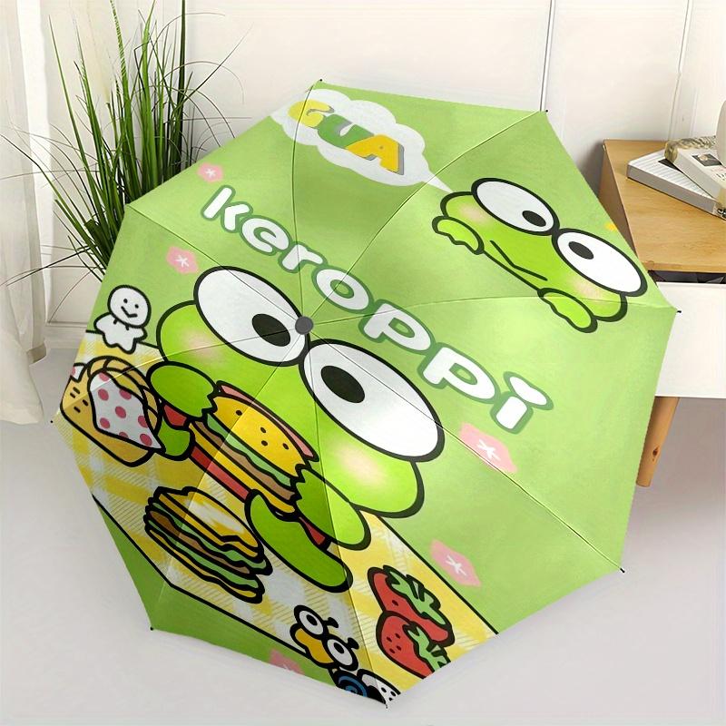Keroppi,Picnic Automatic Folding Umbrella-Simple 8-Rib Design, Bright Cartoon Pattern, Durable Iron Frame, Suitable For Travel, Outdoor, Bea