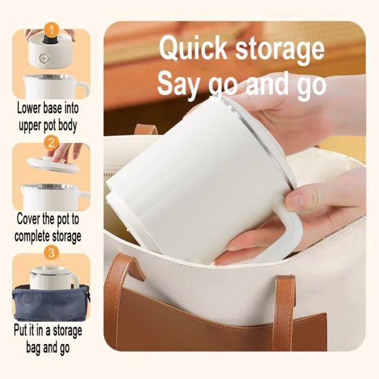 800ml Collapsible Travel Electric Kettle BPA-Free Auto Shut-off Foldable Design Portable 600W Water Boiler Small Kettle