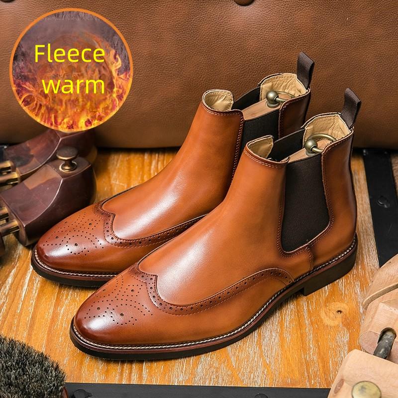 Классические мужские кожаные ботинки челси черные коричневые британские повседневные деловые брендовые ботинки Брок социальные ботинки размеры 38-46 мужские ботинки