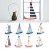 Wood Sailing Boat Model Mediterranean Style Miniature Boat Figurine  Office Room Livingroom