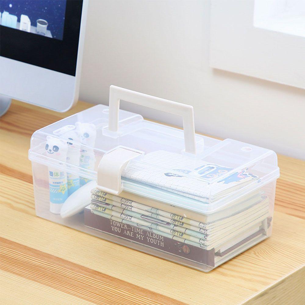 Transparent Dust-proof Household Sundries Holder Mask Storage Box Medicine Chest With Handle