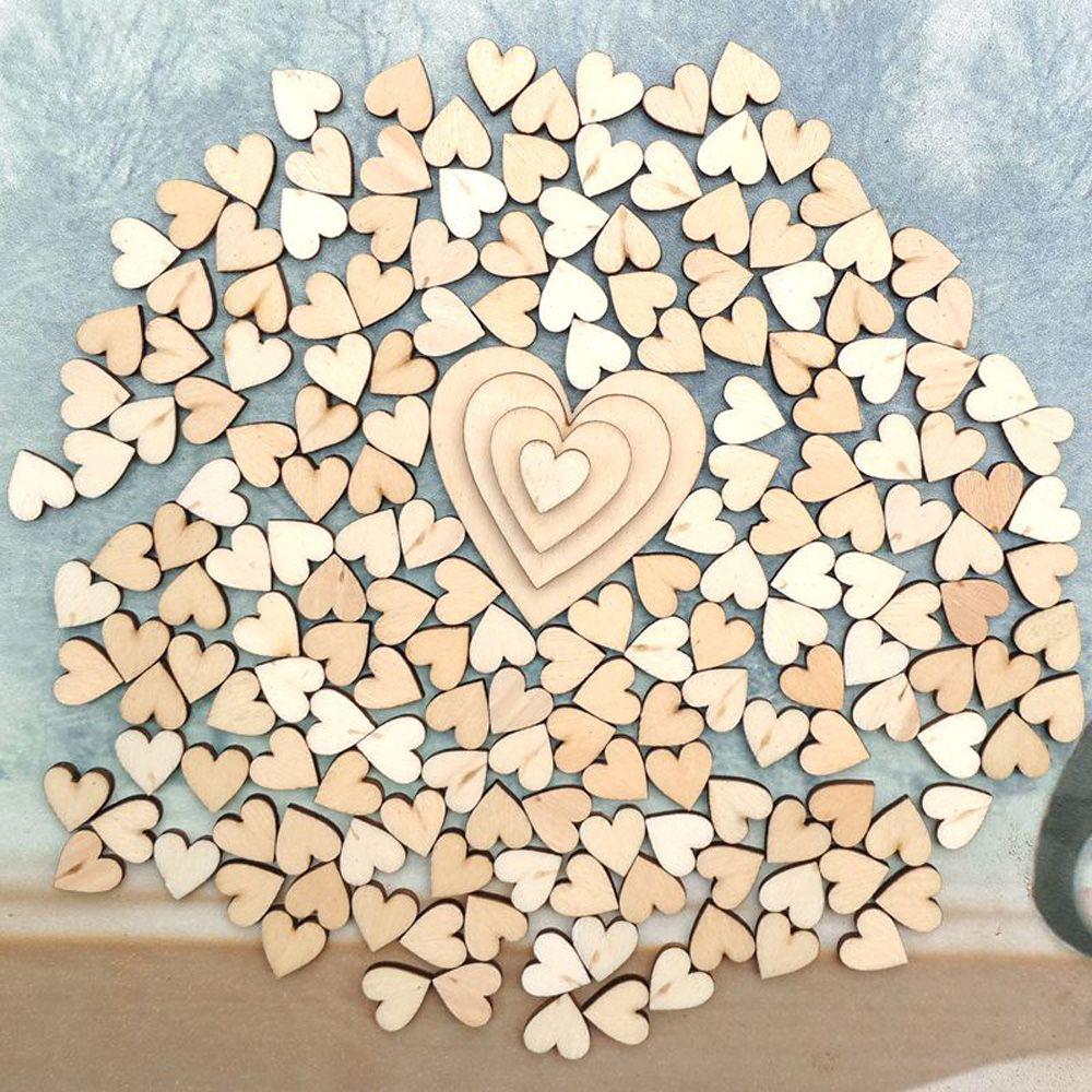 100PCS 4 Sizes Decoration DIY Table Scatter Wooden Love Heart Crafts Accessories Wedding Decor