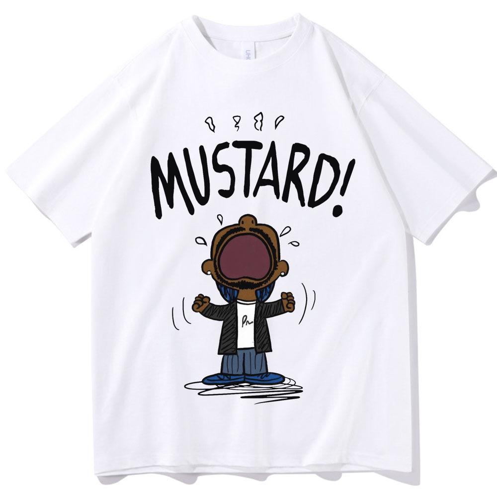 Funny Kendrick Lamar MUSTARD Meme TShirt Unisex Short Sleeve Hip Hop Cotton Graphic Summer Tee Loose Music Lover Apparel
