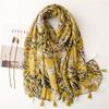 Women'S Floral Print Tassel Scarf - Soft, Lightweight, and Stylish for Spring & Summer, Perfect for Beach, Travel, and Casual Wear