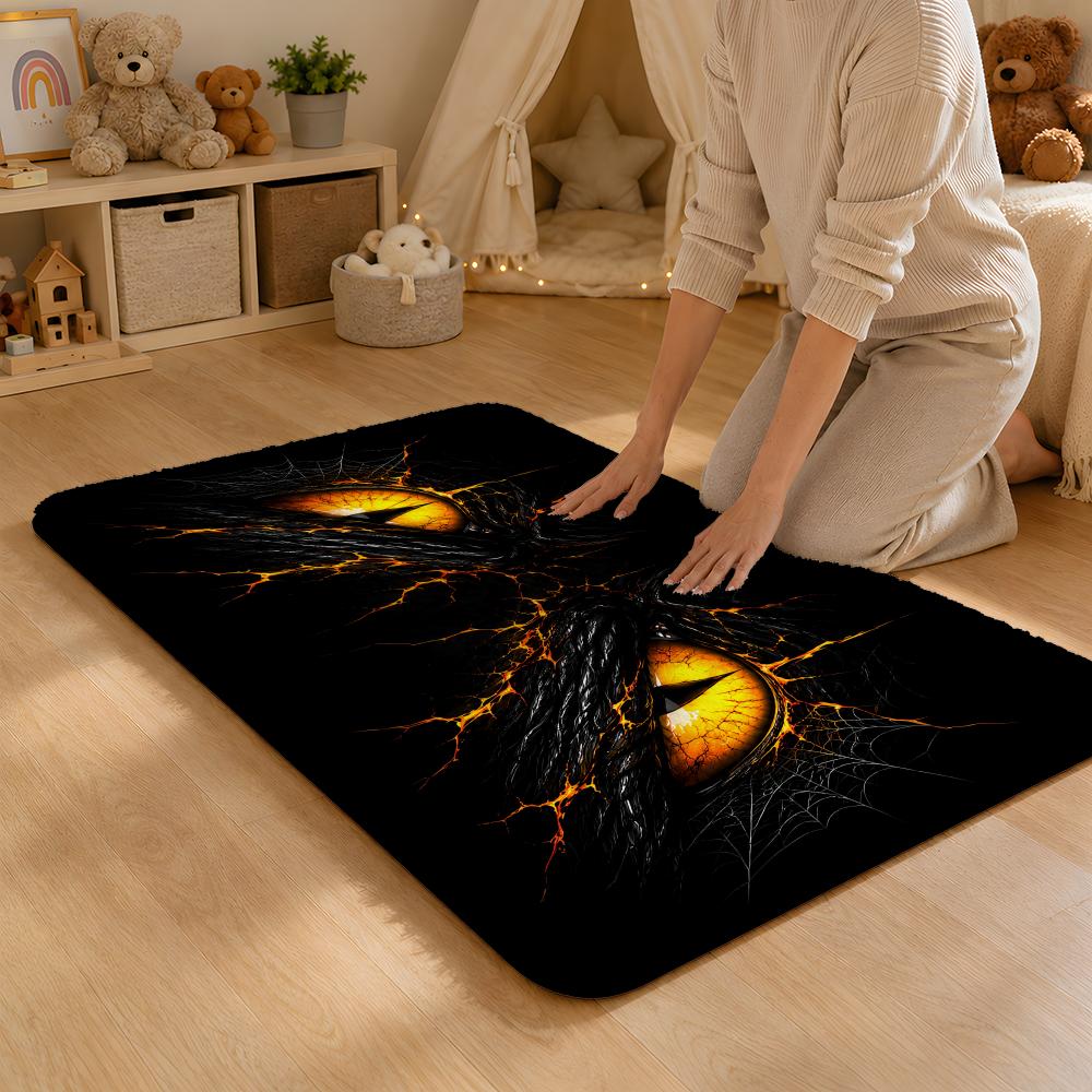 Cartoon Yellow Energy Eye Floor Mat Flannel Rug Non Slip Absorbent Soft Washable For Entryway Hallway Bathroom Kitchen Decor