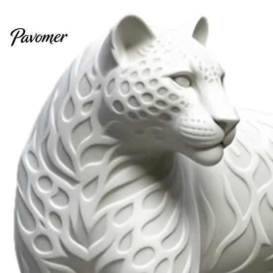 Leopard Statue Decor 3D Printed Statue, Walking Panther Figurine, Blank White DIY Living Room Table Paint Animal Ornament for Room, Study Entryway